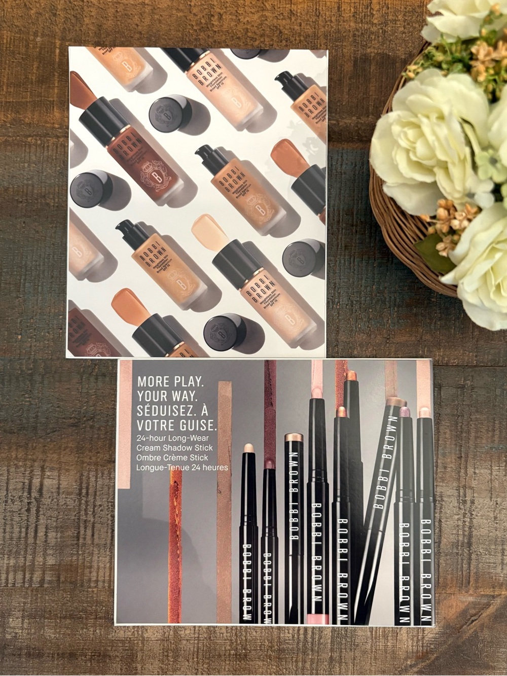 New BOBBI BROWN Weightless Skin FOUNDATION & Cream SHADOW STICK Sample CARDS!